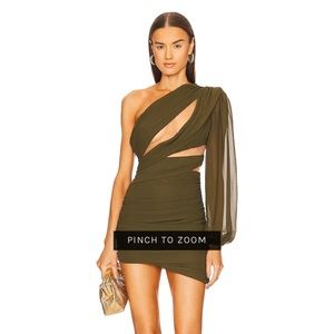 Michael Costello | Revolve Mai Mini Dress in Olive